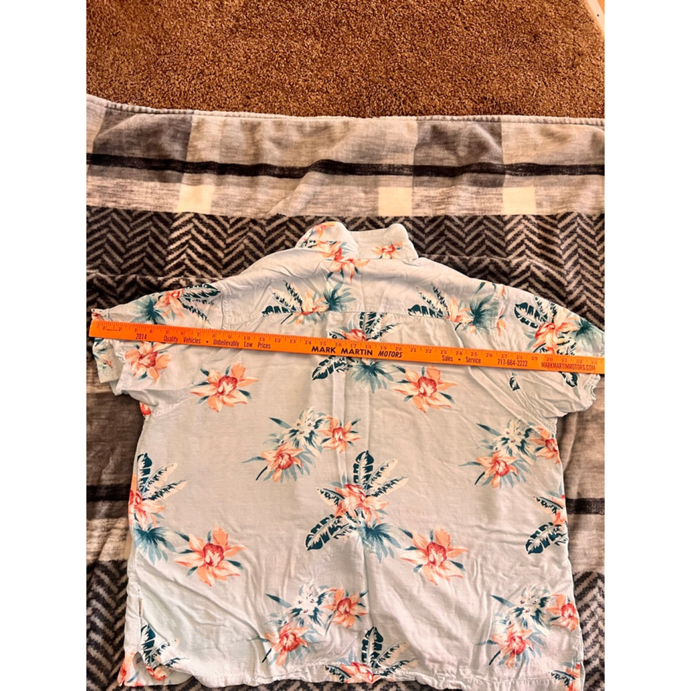 Men's Cubavera Casual Button Down Shirt XXL Light Blue Orange Floral - Picture 8 of 8